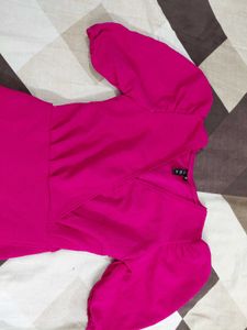 V-Neck Puff Sleeve Dress