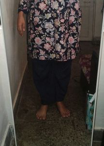 Floral Printed Kurta with Navy Blue Pants