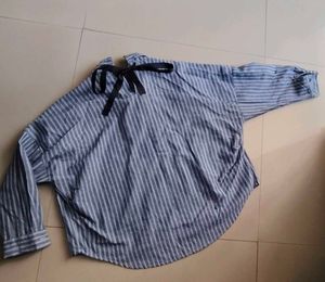 Blue Striped Button-Down Tunic