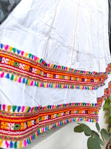 Garba Lehenga White