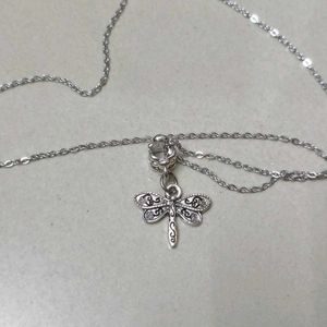 Silver Dragonfly Charm Necklace