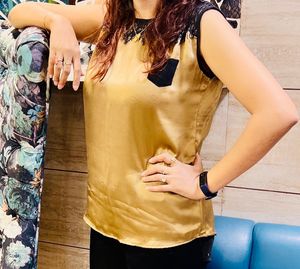 Partywear Golden Satin Top M/L Size