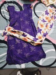 Purple Kurta Set with Floral