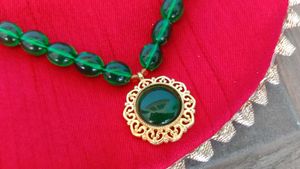 Green Beaded Necklace and Earring Set