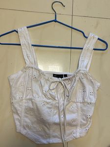 White Broderie Anglaise Corset Top🦢