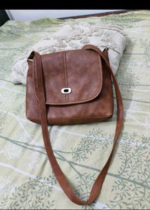 Brown Faux Leather Crossbody Bag