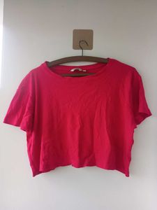 Vibrant Pink oversized Cropped top
