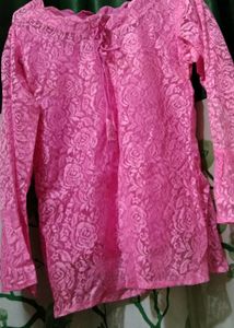 Elegant Pink Floral Lace Kurta