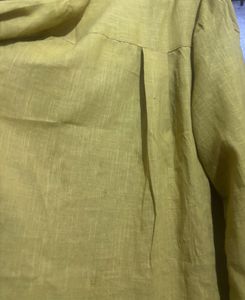 Green Linen Blend Button-Up Shirt