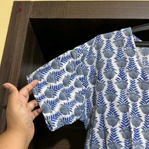 Blue Floral Print Kurta