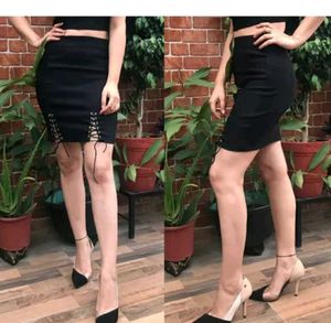 Chic Black Lace-Up Mini Skirt