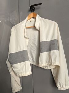 White &amp; Grey Cropped Jacket