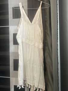 Boho White Tassel Mini Dress