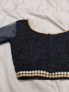 Elegant Black Blouse with Net Sleeves