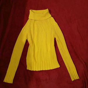 Yellow Fall/winter Turtle Neck Sweater(Women's)