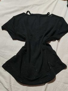 Graphic Sparkly Print Cut-Out T-Shirt