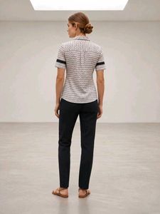 Chic Patterned Short Sleeve Blouse