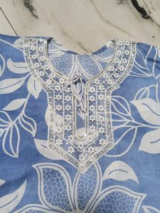Blue Floral Print Kurta