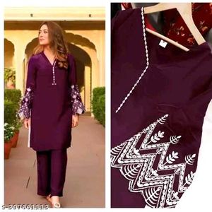 Elegant Purple Kurta Set with Bell Sleeves