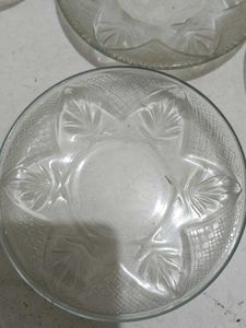 Set of 5 Clear Glass saucers
