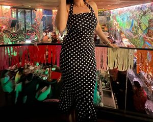 Chic Polka Dot Halter Neck Dress