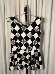 Chic Black & White Peplum Top