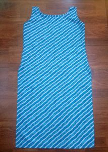 Blue Striped Sleeveless Kurti
