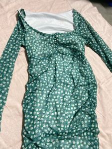 Chic Floral Print Mesh Dress