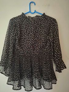 Boho Sheer Chiffon Floral Top with Lace Detail