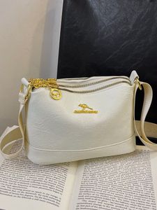 White Crossbody Bag with Gold Accents