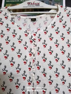 White Kurta with Floral Print