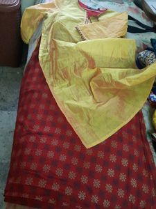 Beautiful Shiny Golden Yellow Layered Kurta