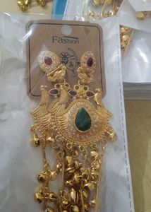 Exquisite Gold Plated Jhumka Earrings Set