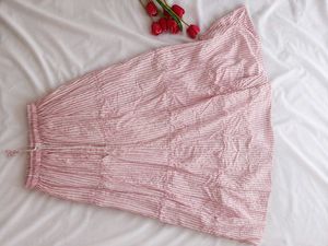 Pink Striped Tiered Maxi Skirt