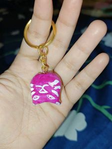 Three Handmade Painted hard clay Keychains