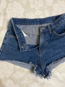 Denim Raw Hem Booty Shorts
