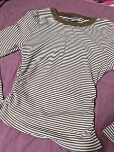 Striped Long Sleeve Casual Top - brand new