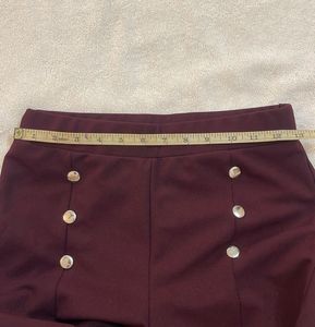 Women Burgundy Bootcut Trousers with Slit