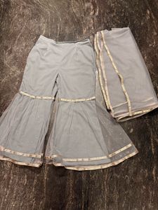 Offer! Elegant Grey Kurta Set with Golden Embelli
