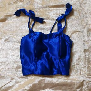 Royal Blue Satin Blouse