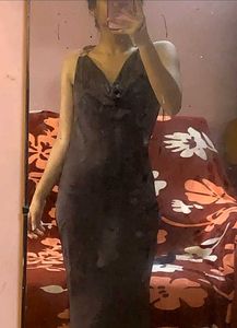 Crinkle-Effect Satin Midi Dress