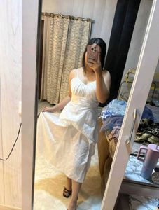 Chic White Strappy Midi Dress