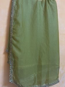 Green Silk Saree with Embellished Border