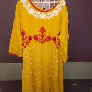 Yellow Embroidered Kurta