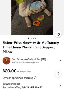 Fisher-Price Grow-with-Me Tummy Time Llama Plush