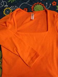 Orange Ribbed Tank Top