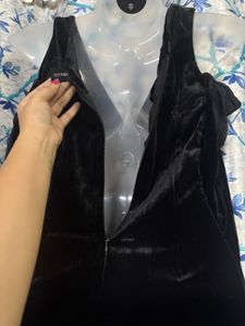 Black Velvet Cold Shoulder Dress