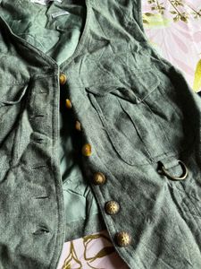 Olive Green Button-Up Vest