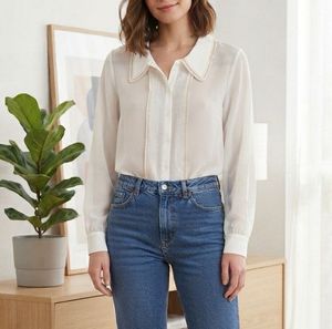 Sheer off White shirt with lace Detailing