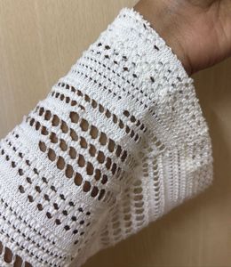 New White Crochet Mini Dress